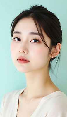 JPG 편집이미지 여자 얼굴 한명 성인 피부관리 화사함 광택 스킨케어 민트색 의료성형뷰티 성인여자한명만 편집실사 AI인물포토 AI콘텐츠 1 컬러 컨셉 사람 신체부위 뷰티 CG 여자한명만 성인여자만 파일형식 AI포토