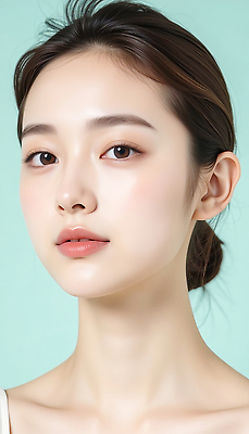 JPG 편집이미지 여자 얼굴 한명 성인 피부관리 화사함 광택 스킨케어 민트색 의료성형뷰티 성인여자한명만 편집실사 AI인물포토 AI콘텐츠 1 컬러 컨셉 사람 신체부위 뷰티 CG 여자한명만 성인여자만 파일형식 AI포토
