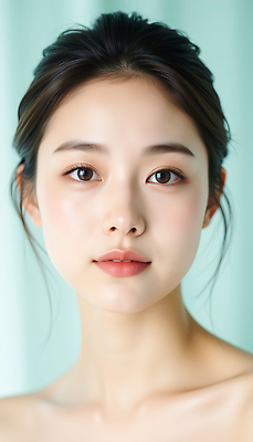 JPG 편집이미지 여자 얼굴 한명 성인 피부관리 화사함 광택 스킨케어 민트색 의료성형뷰티 성인여자한명만 편집실사 AI인물포토 AI콘텐츠 1 컬러 컨셉 사람 신체부위 뷰티 CG 여자한명만 성인여자만 파일형식 AI포토