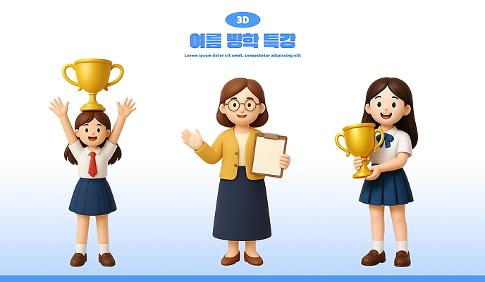 전신 PSD 편집이미지 여자 교복 청소년 교육캐릭터 3D캐릭터 여름방학 웃음 들기 성인 세명 학습 3D 교사 만세 우승 트로피 청소년교육 학원 서류판 시상 특강 우승자 여자만 안경낌 편집3D 직업 캐릭터 옷 교육 안경 모션 방학 표정 사람 사무용품 최고 강의 상_우승 디지털합성 파일형식 여름_계절