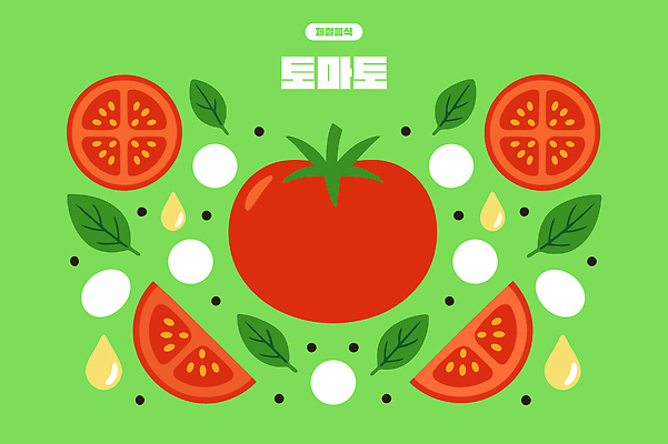 토마토 일러스트 여름음식 사람없음 연두색 슬라이스 과즙 안면도 제철음식 국내일러스트 AI파일 음식 채소 과일 초록색 충청남도 태안 제철 파일형식 벡터 여름_계절