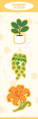 무료이미지 화분 스티커 일러스트 사람없음 여름 노란색 덩굴 격자 참나리 국내일러스트 AI파일 식물 계절 꽃 컬러 무늬 파일형식 벡터 무료콘텐츠