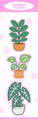 화분 분홍색 스티커 일러스트 사람없음 여름 격자 알로카시아 국내일러스트 AI파일 식물 계절 컬러 무늬 파일형식 벡터