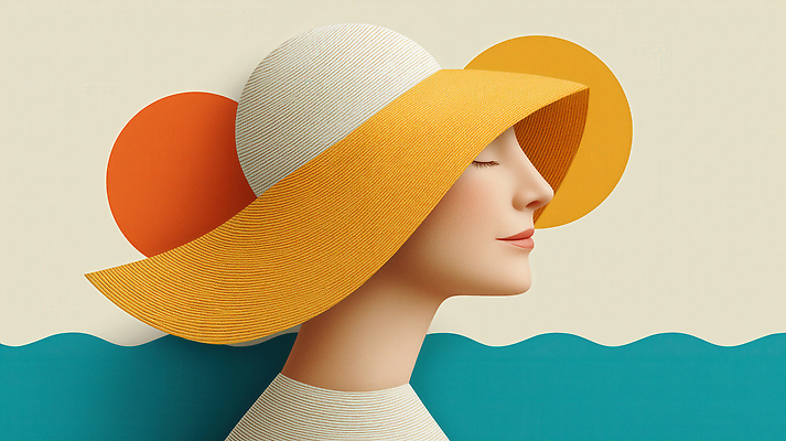 JPG 편집이미지 모자 여자 한명 미소 상반신 성인 눈감음 우아함 웨이브 성인여자한명만 연노랑색 편집실사 AI컴퓨터그래픽 AI콘텐츠 1 잡화 컨셉 모션 표정 사람 노란색 CG 여자한명만 성인여자만 파일형식