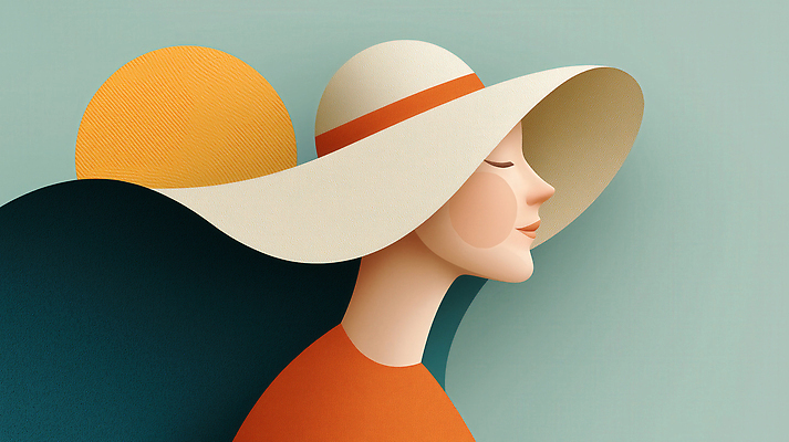 JPG 편집이미지 모자 여자 한명 미소 상반신 성인 눈감음 우아함 민트 성인여자한명만 편집실사 AI컴퓨터그래픽 AI콘텐츠 1 잡화 컨셉 모션 표정 사람 허브 CG 여자한명만 성인여자만 파일형식