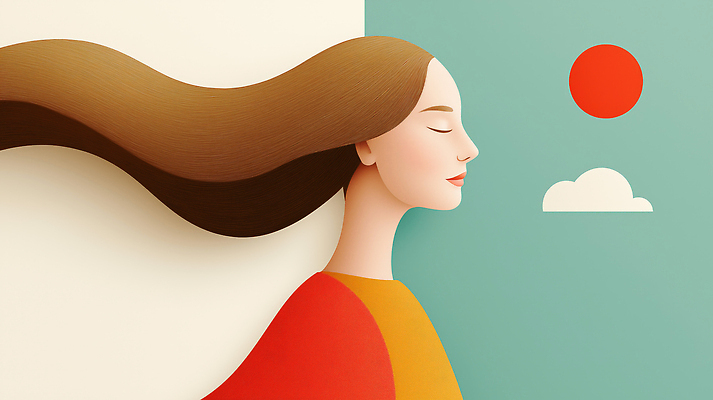 JPG 구름 편집이미지 긴머리 여자 한명 미소 상반신 성인 초록색 태양 눈감음 우아함 웨이브 성인여자한명만 편집실사 AI컴퓨터그래픽 AI콘텐츠 자연요소 1 헤어스타일 컬러 컨셉 모션 표정 사람 CG 여자한명만 성인여자만 파일형식