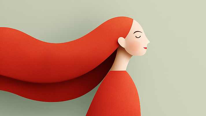 JPG 편집이미지 긴머리 여자 한명 미소 상반신 성인 빨간색 눈감음 우아함 웨이브 성인여자한명만 편집실사 AI컴퓨터그래픽 AI콘텐츠 1 헤어스타일 컬러 컨셉 모션 표정 사람 CG 여자한명만 성인여자만 파일형식