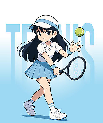 전신 여자 어린이 하늘색 일러스트 한명 들기 소녀 테니스라켓 테니스용품 던지기 테니스공 집중 캡모자 테니스복 테니스화 소녀한명만 일러캐릭터 AI파일 캐릭터 모자_잡화 1 스포츠용품 운동화 컨셉 공 모션 사람 파란색 운동복 테니스 라켓 여자한명만 소녀만 파일형식 벡터