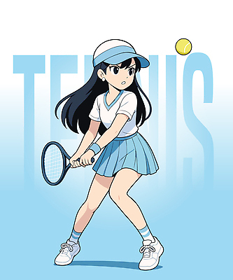 전신 여자 어린이 하늘색 일러스트 한명 들기 소녀 테니스라켓 테니스용품 테니스공 집중 캡모자 테니스복 테니스화 소녀한명만 일러캐릭터 AI파일 캐릭터 모자_잡화 1 스포츠용품 운동화 컨셉 공 모션 사람 파란색 운동복 테니스 라켓 여자한명만 소녀만 파일형식 벡터