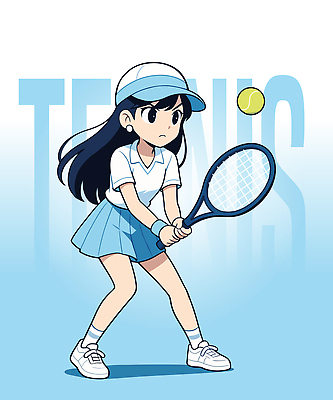 전신 여자 어린이 하늘색 일러스트 한명 들기 소녀 테니스라켓 테니스용품 테니스공 집중 캡모자 테니스복 테니스화 소녀한명만 일러캐릭터 AI파일 캐릭터 모자_잡화 1 스포츠용품 운동화 컨셉 공 모션 사람 파란색 운동복 테니스 라켓 여자한명만 소녀만 파일형식 벡터