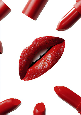 JPG 편집이미지 신체부위 빨간색 화장 립스틱 입 입술 편집실사 AI컴퓨터그래픽 AI콘텐츠 컬러 사람 뷰티 화장품 CG 파일형식