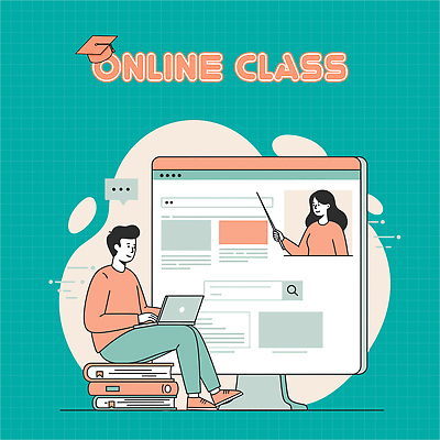 전신 여자 남자 말풍선 일러스트 학사모 수업 미소 들기 앉기 상반신 성인 두명 책 노트북 쌓기 모니터 청록색 지시봉 온라인 온라인강의 성인만 국내일러스트 AI파일 모자_잡화 교육 컬러 졸업 모션 표정 사람 전자제품 컴퓨터 강의 파일형식 벡터 언택트