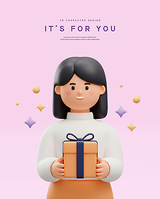 PSD 편집이미지 여자 리본 화이트데이 3D캐릭터 발렌타인데이 한명 미소 들기 상반신 성인 선물상자 반짝임 3D 보라색 생일축하 성인여자한명만 편집3D 캐릭터 1 컬러 모션 데이이벤트 표정 선물 사람 상자 축하 생일 디지털합성 여자한명만 성인여자만 파일형식