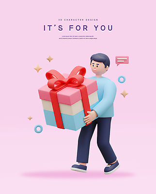전신 PSD 편집이미지 남자 리본 말풍선 화이트데이 3D캐릭터 발렌타인데이 한명 미소 들기 성인 선물상자 반짝임 3D 보라색 생일축하 성인남자한명만 편집3D 캐릭터 1 컬러 모션 데이이벤트 표정 선물 사람 상자 축하 생일 디지털합성 남자한명만 성인남자만 파일형식