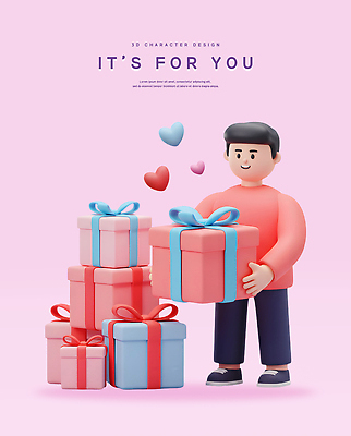 전신 PSD 편집이미지 남자 화이트데이 3D캐릭터 발렌타인데이 한명 미소 들기 성인 선물상자 3D 쌓기 보라색 하트 생일축하 성인남자한명만 편집3D 모양 캐릭터 1 컬러 모션 데이이벤트 표정 선물 사람 상자 축하 생일 디지털합성 남자한명만 성인남자만 파일형식