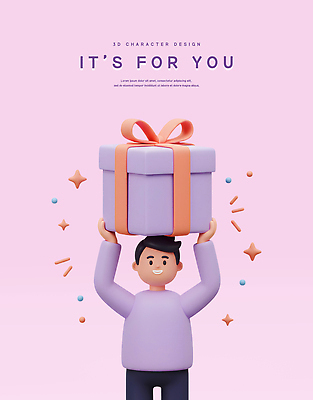 PSD 편집이미지 남자 리본 화이트데이 3D캐릭터 발렌타인데이 한명 미소 들기 상반신 성인 선물상자 반짝임 3D 보라색 생일축하 성인남자한명만 편집3D 캐릭터 1 컬러 모션 데이이벤트 표정 선물 사람 상자 축하 생일 디지털합성 남자한명만 성인남자만 파일형식
