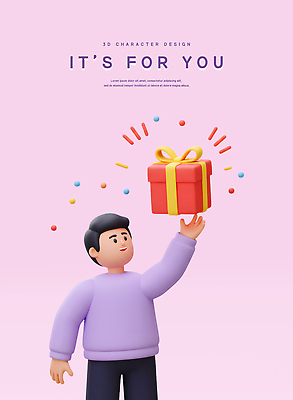 PSD 편집이미지 남자 리본 화이트데이 3D캐릭터 발렌타인데이 한명 미소 들기 상반신 성인 선물상자 3D 보라색 생일축하 성인남자한명만 편집3D 캐릭터 1 컬러 모션 데이이벤트 표정 선물 사람 상자 축하 생일 디지털합성 남자한명만 성인남자만 파일형식