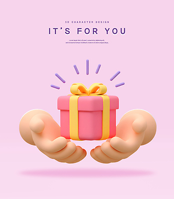 PSD 편집이미지 손 리본 화이트데이 3D캐릭터 발렌타인데이 들기 신체부위 선물상자 3D 보라색 생일축하 편집3D 캐릭터 컬러 모션 데이이벤트 선물 사람 상자 축하 생일 디지털합성 파일형식