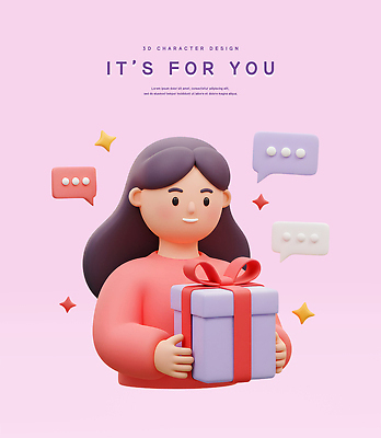 PSD 편집이미지 여자 리본 말풍선 화이트데이 3D캐릭터 발렌타인데이 한명 미소 들기 상반신 성인 선물상자 반짝임 3D 보라색 생일축하 성인여자한명만 편집3D 캐릭터 1 컬러 모션 데이이벤트 표정 선물 사람 상자 축하 생일 디지털합성 여자한명만 성인여자만 파일형식