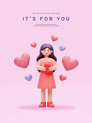 전신 PSD 편집이미지 여자 리본 화이트데이 3D캐릭터 발렌타인데이 한명 미소 들기 성인 선물상자 3D 보라색 하트 생일축하 성인여자한명만 편집3D 모양 캐릭터 1 컬러 모션 데이이벤트 표정 선물 사람 상자 축하 생일 디지털합성 여자한명만 성인여자만 파일형식