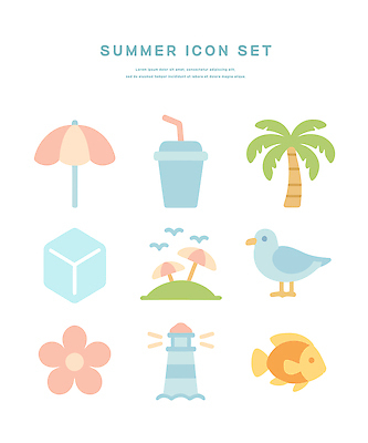 아이콘 꽃 음료 섬 갈매기 휴식 등대 어류 사람없음 여름 바캉스 세트 야자수 얼음 파라솔 오브젝트 새떼 음료수컵 2D아이콘 IC큐레이션 AI파일 자연요소 나무 식물 계절 컨셉 조류 휴가 컵 수중동물 파일형식 벡터