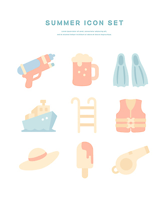 아이콘 사다리 휴식 맥주 사람없음 여름 바캉스 세트 호루라기 오리발 오브젝트 구명조끼 막대아이스크림 물총 챙모자 선박 2D아이콘 IC큐레이션 AI파일 모자_잡화 계절 컨셉 수상교통 휴가 아이스크림 주류 도구 구조용품 파일형식 벡터