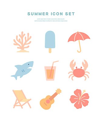 아이콘 꽃 음료 의자 우산 휴식 잔 빨대 사람없음 여름 바캉스 세트 게 기타 산호초 오브젝트 상어 막대아이스크림 2D아이콘 IC큐레이션 AI파일 식물 식기 계절 가구 컨셉 현악기 휴가 아이스크림 갑각류 어류 수중식물 파일형식 벡터