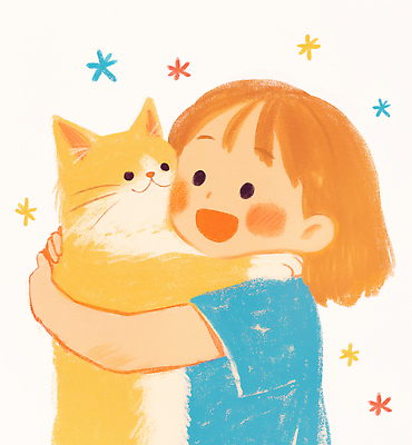 JPG 여자 행복 어린이 일러스트 포옹 한명 미소 소녀 상반신 평화 고양이 소녀한명만 국내일러스트 AI일러스트 AI콘텐츠 1 감정 컨셉 포유류 안기 표정 사람 반려동물 여자한명만 소녀만 파일형식