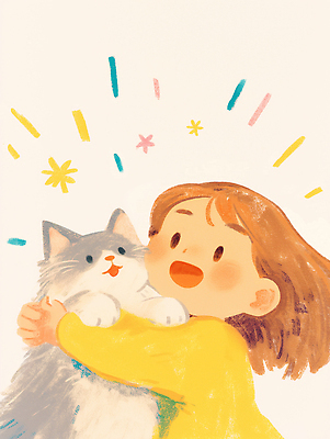 JPG 여자 행복 어린이 일러스트 포옹 한명 미소 소녀 상반신 평화 고양이 소녀한명만 국내일러스트 AI일러스트 AI콘텐츠 1 감정 컨셉 포유류 안기 표정 사람 반려동물 여자한명만 소녀만 파일형식