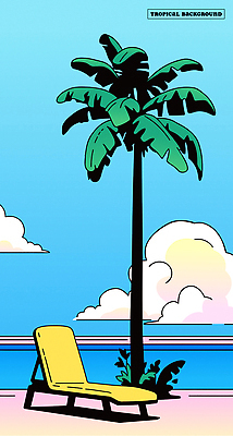구름 라이프스타일 일러스트 하늘 수영장 사람없음 여름 여름휴가 야자수 비치베드 트로피컬아트 뉴트로 국내일러스트 AI파일 자연요소 나무 계절 휴가 생활 그림 복고 파일형식 벡터 여름_계절