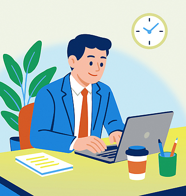 식물 남자 일러스트 비즈니스 한명 미소 정장 상반신 성인 노트북 사무실 타이핑 업무 비즈니스맨 벽시계 문서 연필꽂이 테이크아웃컵 성인남자한명만 국내일러스트 AI파일 1 옷 시계 문구용품 표정 사람 컵 전자제품 작업 직장인 남자한명만 성인남자만 파일형식 벡터