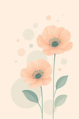 JPG 꽃 분홍색 잎 일러스트 사람없음 원형 두송이 파스텔톤 국내일러스트 AI일러스트 AI콘텐츠 도형 식물 컬러 2 파일형식