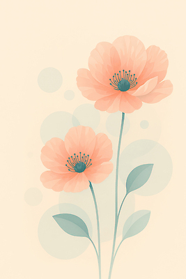 JPG 꽃 분홍색 잎 일러스트 사람없음 원형 두송이 파스텔톤 국내일러스트 AI일러스트 AI콘텐츠 도형 식물 컬러 2 파일형식