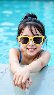 JPG 편집이미지 여자 어린이 하늘색 휴가 수영장 밝음 한명 미소 소녀 야외 캐주얼 여름 선글라스 기댐 자유 탐험 물가 즐거움 활기 의료성형뷰티 소녀한명만 편집실사 AI인물포토 AI콘텐츠 1 옷 계절 감정 안경 컨셉 모션 표정 사람 풍경 파란색 CG 여자한명만 소녀만 파일형식 AI포토