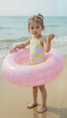 JPG 전신 편집이미지 여자 어린이 바다 놀이 휴가 밝음 한명 웃음 소녀 야외 여름 에너지 자유 탐험 즐거움 튜브 활기 의료성형뷰티 소녀한명만 편집실사 AI인물포토 AI콘텐츠 1 계절 감정 컨셉 표정 사람 CG 여자한명만 소녀만 파일형식 AI포토