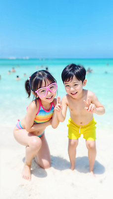 JPG 전신 편집이미지 여자 남자 어린이 놀이 휴가 밝음 웃음 소녀 소년 해변 야외 두명 캐주얼 여름 우정 에너지 자유 탐험 즐거움 활기 의료성형뷰티 어린이만 편집실사 AI인물포토 AI콘텐츠 옷 계절 감정 바다 컨셉 표정 사람 친구 CG 파일형식 AI포토