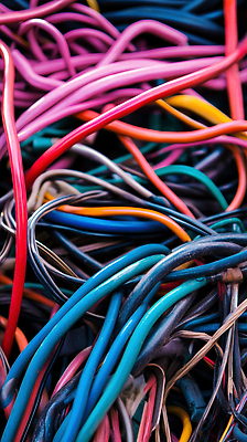 JPG 편집이미지 사람없음 빈티지 플러그 폐기물 버리기 케이블선 꼬임 복잡 전자부품 뭉침 편집실사 AI포토 AI콘텐츠 컨셉 모션 전선 부속품 쓰레기 CG 파일형식