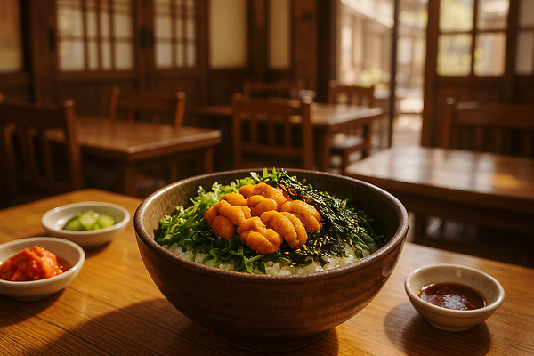 JPG 편집이미지 그릇 접시 반찬 사람없음 식당 고추장 상추 나무의자 비빔밥 배추김치 김가루 나무탁자 성게알 호박무침 편집실사 성게비빔밥 AI포토 AI콘텐츠 식기 한식 음식 채소 의자 탁자 김치 목재 상점 알 양념 김_해조류 가루 CG 무침 파일형식