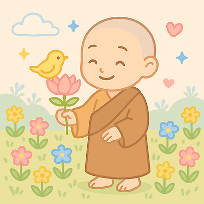 전신 구름 남자 어린이 꽃밭 불교 일러스트 맨발 조류 연꽃 한명 미소 들기 소년 잔디 반짝임 평화 귀여움 부처님오신날 하트 풀 동자승 승복 소년한명만 국내일러스트 AI파일 자연요소 모양 식물 동물 1 기념일 꽃 종교 컨셉 모션 발 표정 사람 승려 남자한명만 소년만 파일형식 벡터
