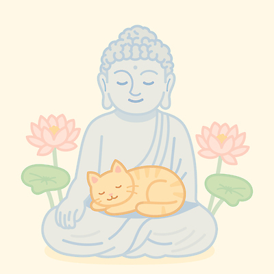 엎드리기 일러스트 연꽃 미소 사람없음 평화 귀여움 눈감음 고양이 부처님오신날 불상 연잎 가부좌 석상 연노랑색 국내일러스트 수면_잠 AI파일 기념일 꽃 컨셉 잎 불교 포유류 모션 표정 앉기 반려동물 노란색 잠 파일형식 벡터