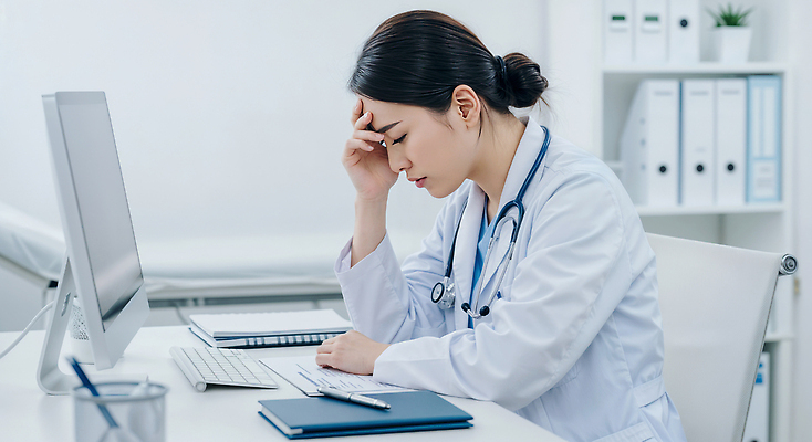 JPG 편집이미지 여자 생각 의자 청진기 책장 스트레스 병원 피곤 한명 앉기 성인 노트북 펜 모니터 공책 의사 키보드 의사가운 좌절 책상 고민 문서 연필꽂이 두통 긴장 문제해결 서류파일 서류판 의료성형뷰티 성인여자한명만 편집실사 머리짚기 AI인물포토 AI콘텐츠 1 감정 가구 컨셉 의학 의료기기 모션 문구용품 사람 전자제품 컴퓨터 필기구 사무용품 의료진 가운 질병 CG 여자한명만 성인여자만 파일형식 AI포토