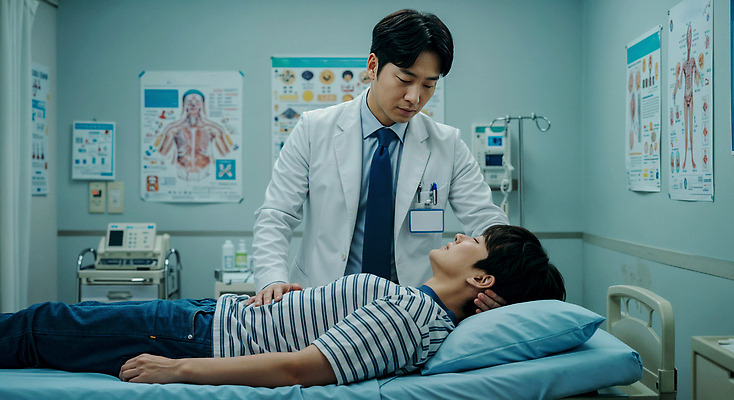 JPG 전신 편집이미지 남자 안내 건강 대화 설명 성인 두명 치료 눕기 마주보기 건강관리 믿음 눈감음 진료 환자 의사 의사가운 상담 소통 신체해부도 진료실 의료성형뷰티 성인남자만 편집실사 AI인물포토 AI콘텐츠 감정 컨셉 해부 의학 모션 병원 관리 말하기 사람 의료진 가운 CG 남자만 성인만 파일형식 AI포토