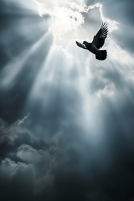 JPG 구름 편집이미지 날개 하늘 흑백 사람없음 빛 햇빛 평화 희망 순수 신성 백비둘기 편집실사 AI포토 AI콘텐츠 자연요소 감정 컨셉 촬영기법 태양 CG 비둘기 파일형식