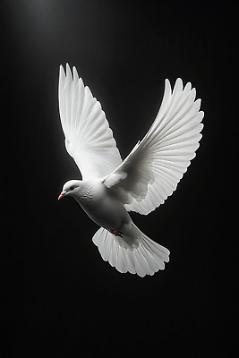 JPG 편집이미지 날개 하늘 사람없음 평화 검은색 희망 순수 백비둘기 편집실사 AI포토 AI콘텐츠 감정 컬러 컨셉 CG 비둘기 파일형식