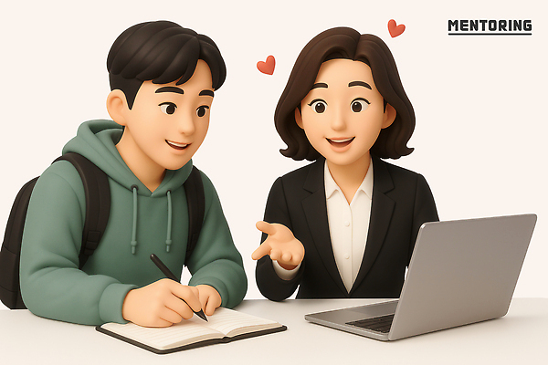 PSD 편집이미지 학생 여자 남자 배낭 미소 들기 앉기 상반신 성인 두명 노트북 펜 3D 공책 하트 기록 가르침 책상 상담 성인만 멘토링 편집3D 모양 교육 가구 가방 모션 문구용품 표정 사람 전자제품 필기구 디지털합성 파일형식