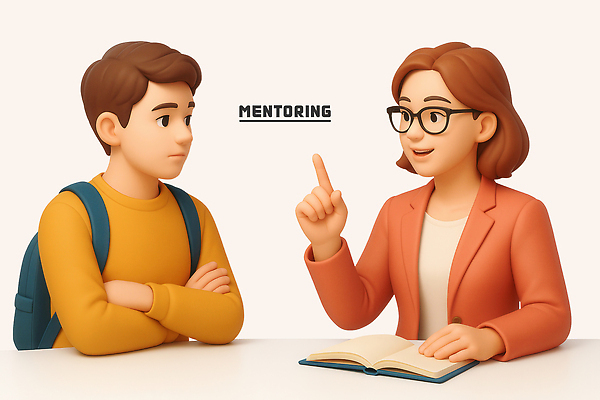 PSD 편집이미지 학생 여자 남자 청소년 책가방 미소 상반신 성인 두명 책 3D 팔짱 교사 펼침 가리킴 가르침 책상 과외 안경낌 멘토링 편집3D 직업 교육 안경 가구 가방 모션 수업 표정 사람 손짓 학습 디지털합성 파일형식