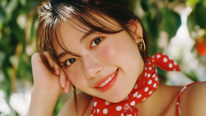 JPG 편집이미지 응시 여자 얼굴 한명 미소 상반신 성인 뷰티 귀걸이 스카프 턱괴기 클래식 볼터치 복고 뷰티풀 의료성형뷰티 성인여자한명만 Y2K 편집실사 AI인물포토 AI콘텐츠 1 시선 컨셉 장신구 모션 표정 사람 신체부위 화장 목도리 CG 여자한명만 성인여자만 파일형식 AI포토