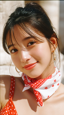 JPG 편집이미지 응시 여자 얼굴 한명 미소 상반신 성인 햇빛 뷰티 귀걸이 스카프 클래식 복고 뷰티풀 의료성형뷰티 성인여자한명만 Y2K 편집실사 AI인물포토 AI콘텐츠 1 시선 컨셉 장신구 표정 사람 신체부위 태양 목도리 CG 여자한명만 성인여자만 파일형식 AI포토