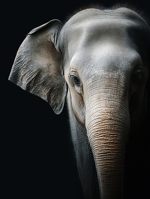 JPG 편집이미지 코끼리 사람없음 검은색 편집실사 AI포토 AI콘텐츠 컬러 포유류 CG 파일형식