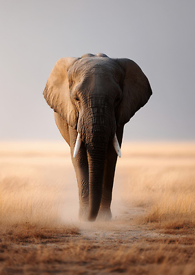 JPG 편집이미지 아프리카 코끼리 초원 사람없음 앞모습 걷기 모래바람 흙먼지 편집실사 AI포토 AI콘텐츠 나라 뷰포인트 포유류 모션 바람 CG 먼지 파일형식